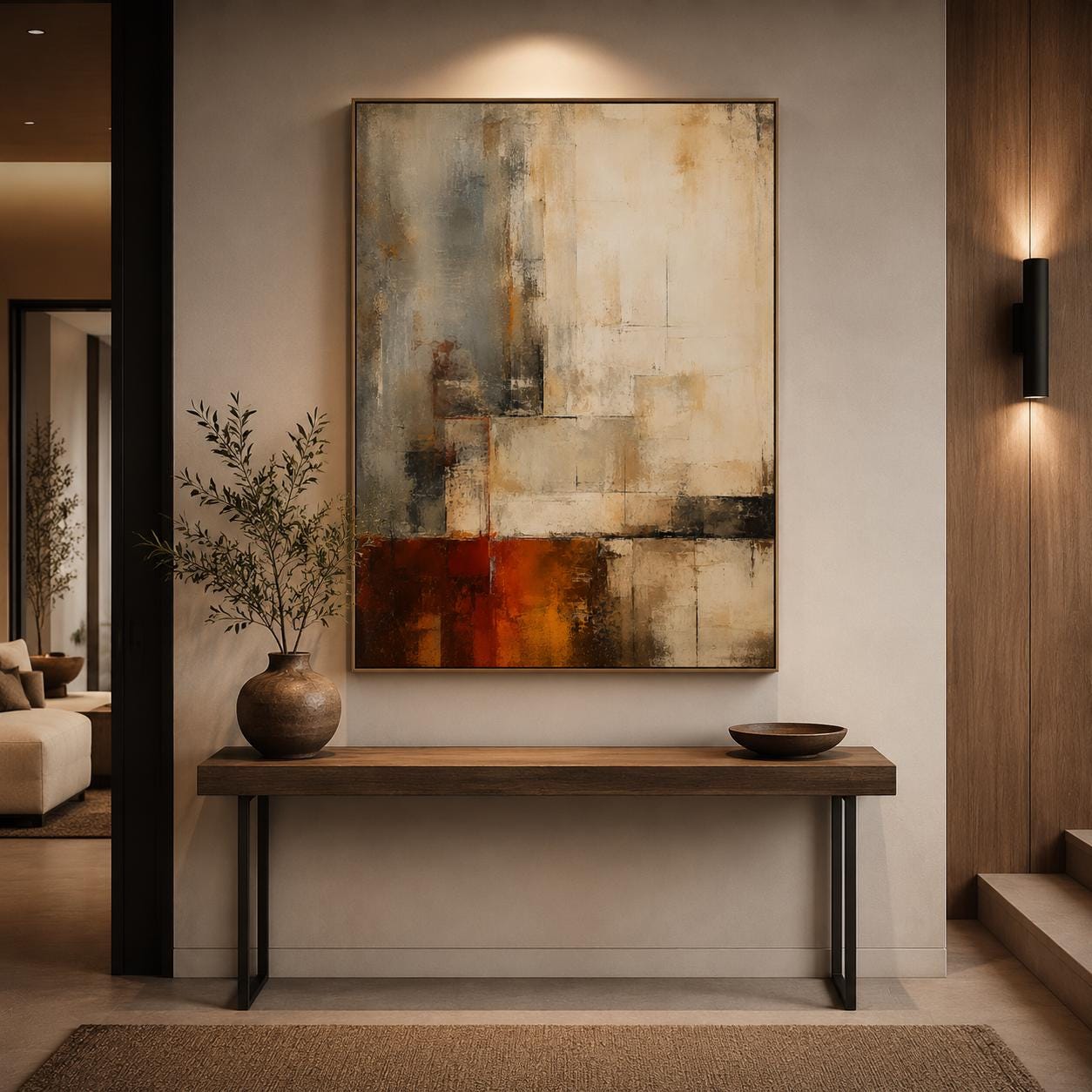 Textured Abstract Earth Tone Painting, Modern Impasto Canvas Art