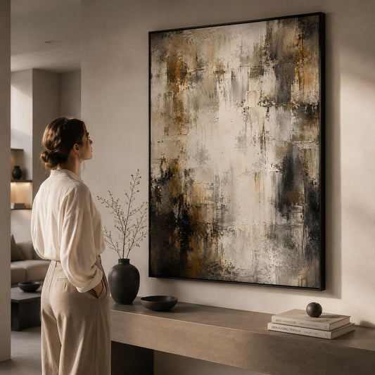 Textured Abstract Earth & Neutral Painting, Impasto Canvas Art