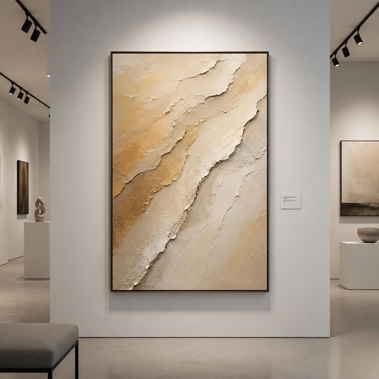 Textured Abstract Canvas Art – Neutral Impasto Painting, Contemporary Home Decor