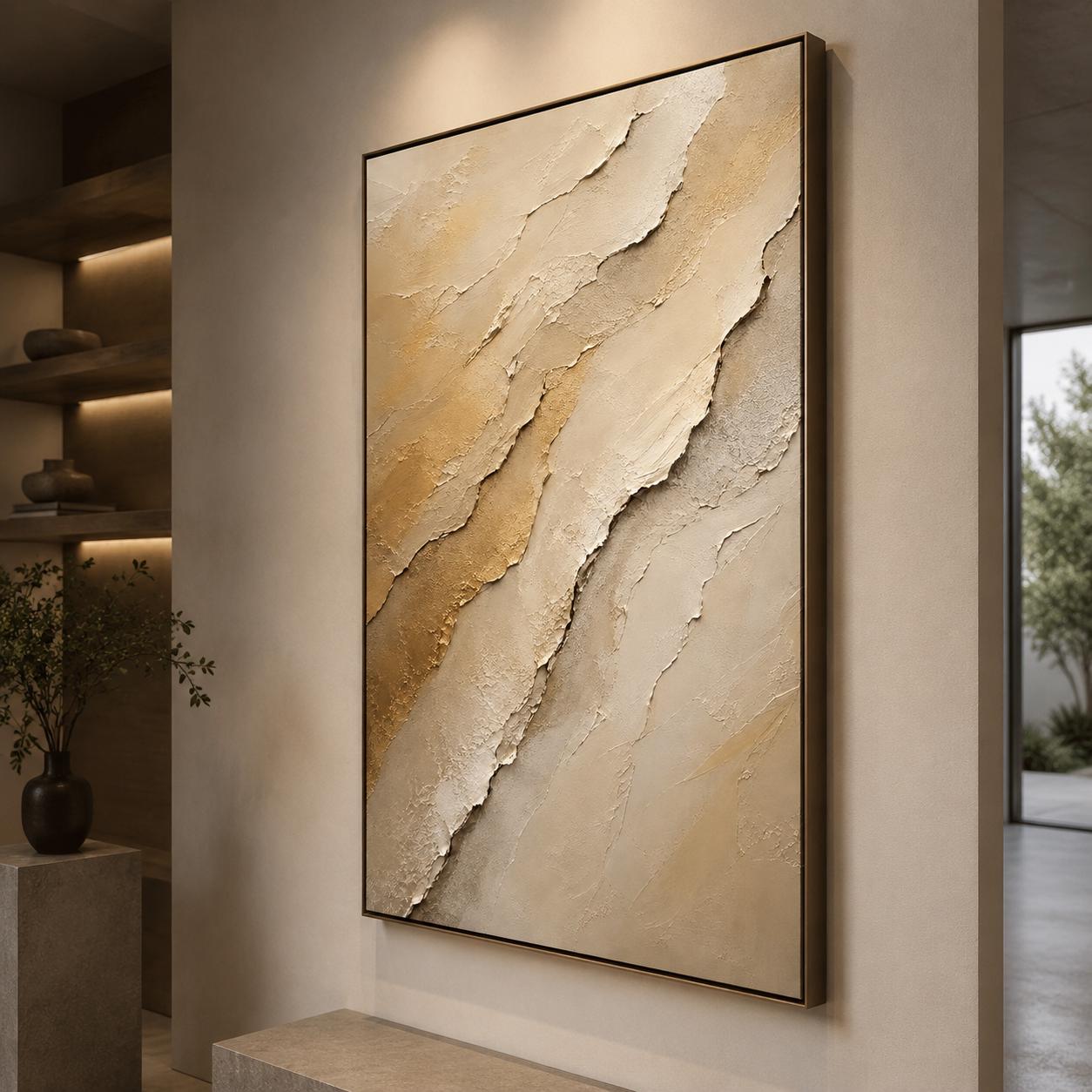 Textured Abstract Canvas Art – Neutral Impasto Painting, Contemporary Home Decor