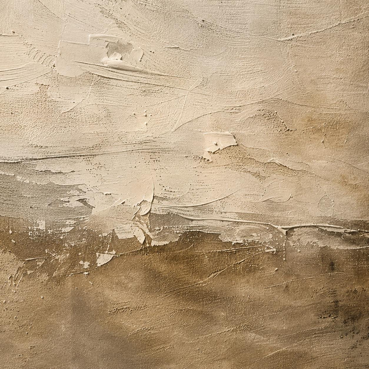 Textured Abstract Landscape Painting, Beige Earth Tone Canvas Art, Minimalist Wall Decor