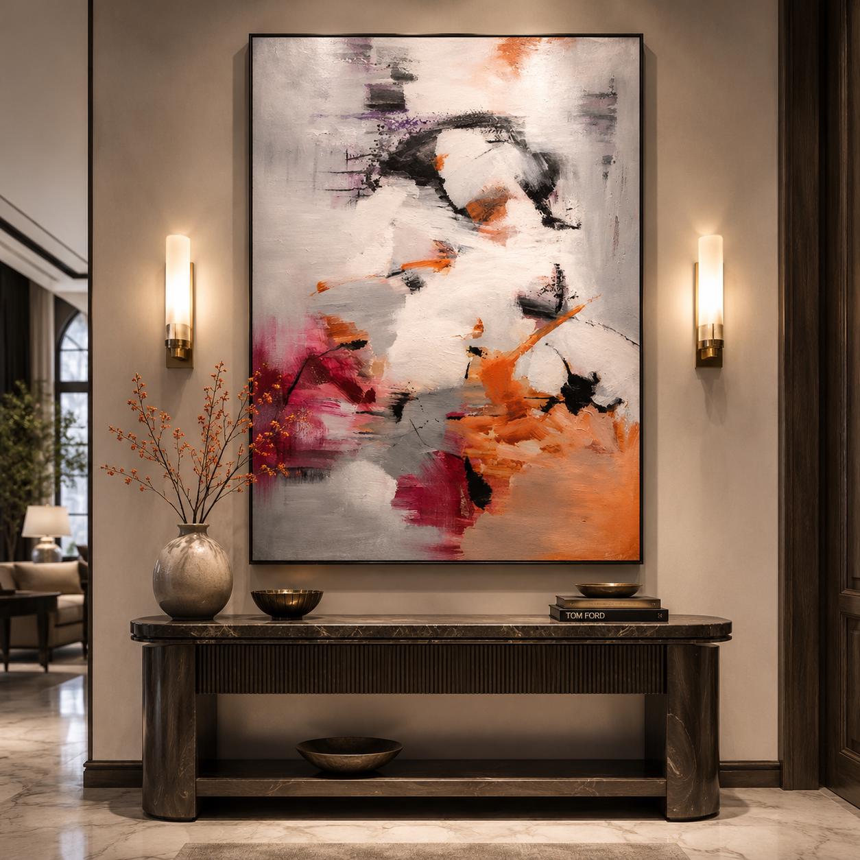 Soft Abstract Painting, Neutral Contemporary Canvas Art, Modern Expressionist Wall Decor, Elegant Abstract Artwork