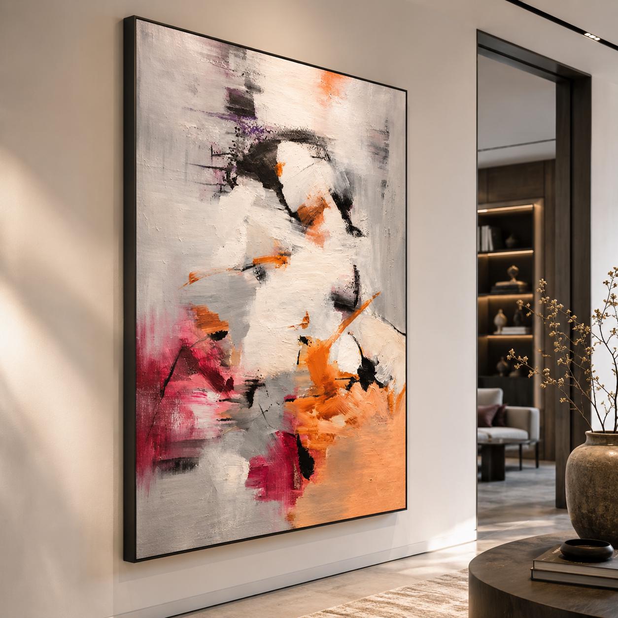 Soft Abstract Painting, Neutral Contemporary Canvas Art, Modern Expressionist Wall Decor, Elegant Abstract Artwork
