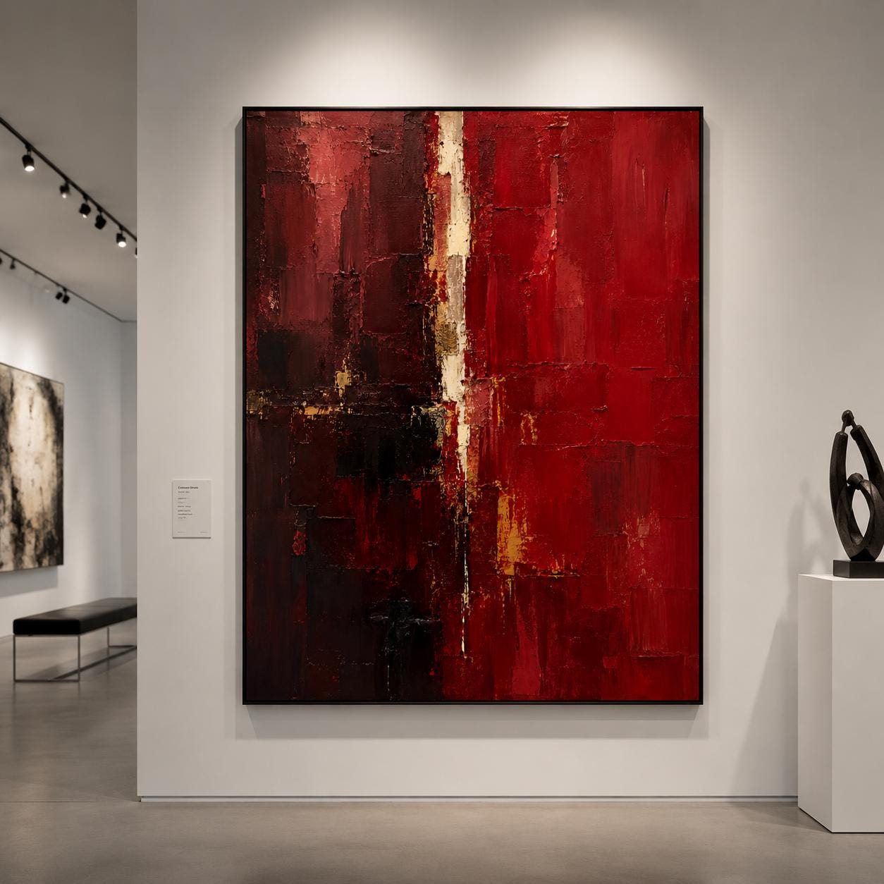 Textured Red Abstract Painting, Bold Impasto Canvas, Modern Luxury Artwork