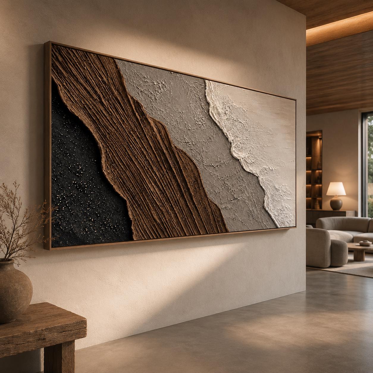 Textured Abstract Painting, Neutral Earth Tone Wall Art, Beige Brown Canvas, Sculptural Minimalist Artwork