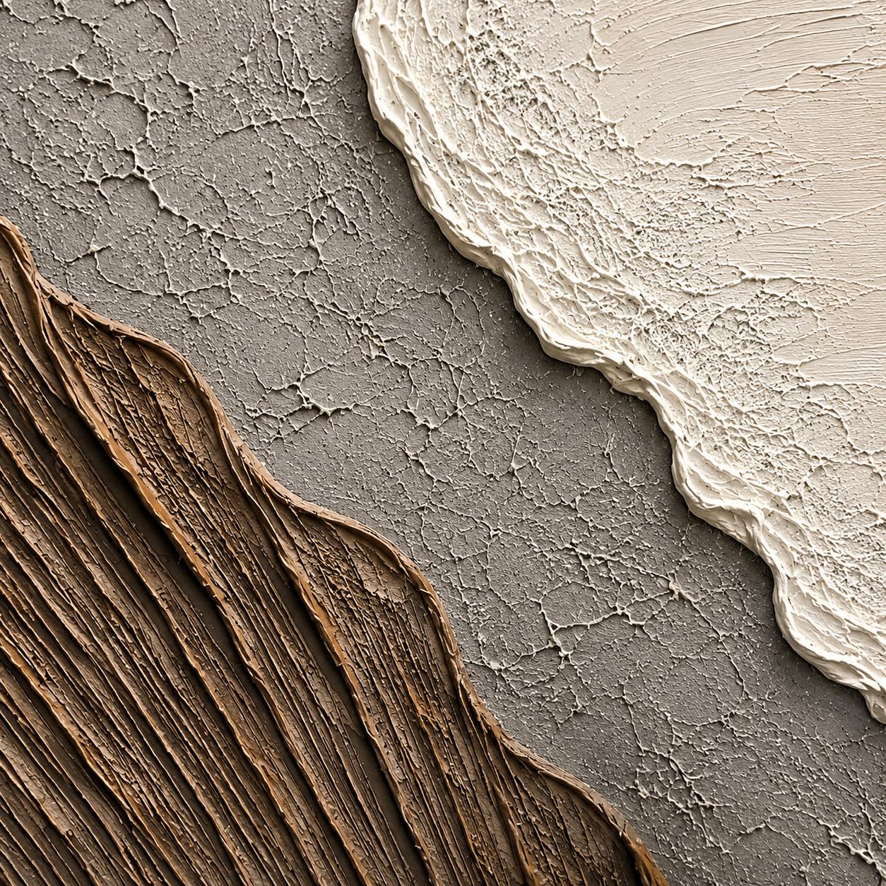 Textured Abstract Painting, Neutral Earth Tone Wall Art, Beige Brown Canvas, Sculptural Minimalist Artwork