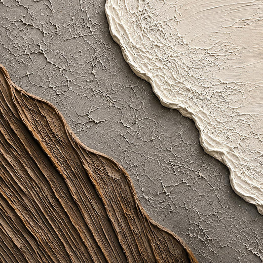 Textured Abstract Painting, Neutral Earth Tone Wall Art, Beige Brown Canvas, Sculptural Minimalist Artwork