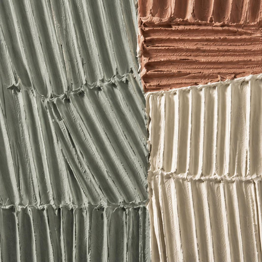 Textured Geometric Abstract Painting, Sage Green Terracotta Canvas Art