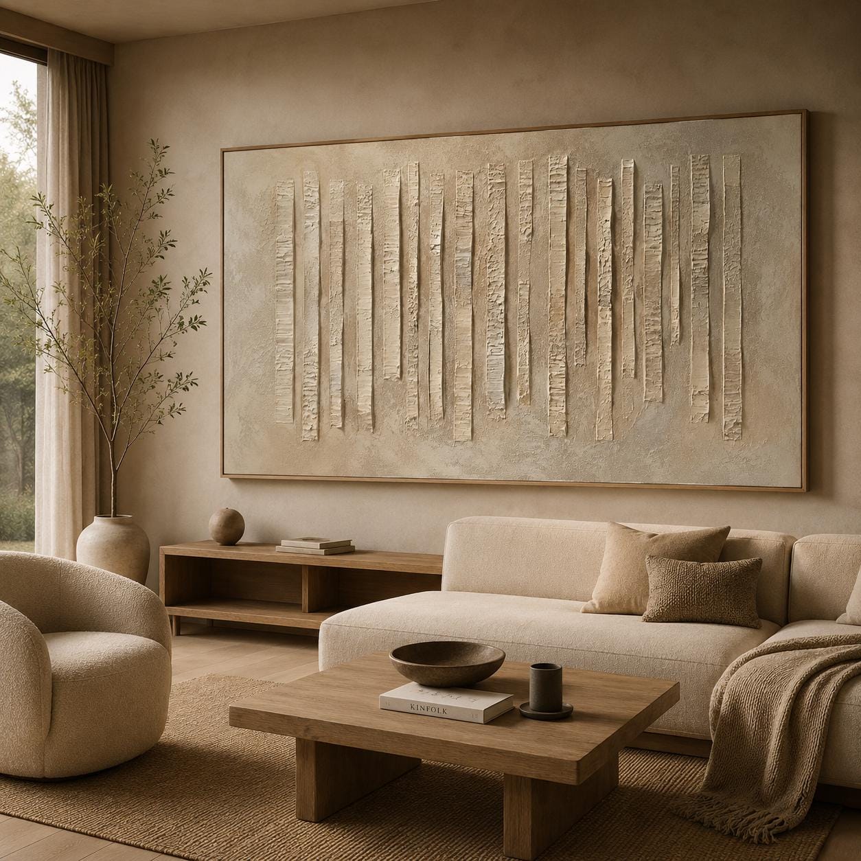 Minimalist Textured Neutral Painting, Beige Relief Wall Art, Modern Monochrome Canvas, Sculptural Abstract Artwork