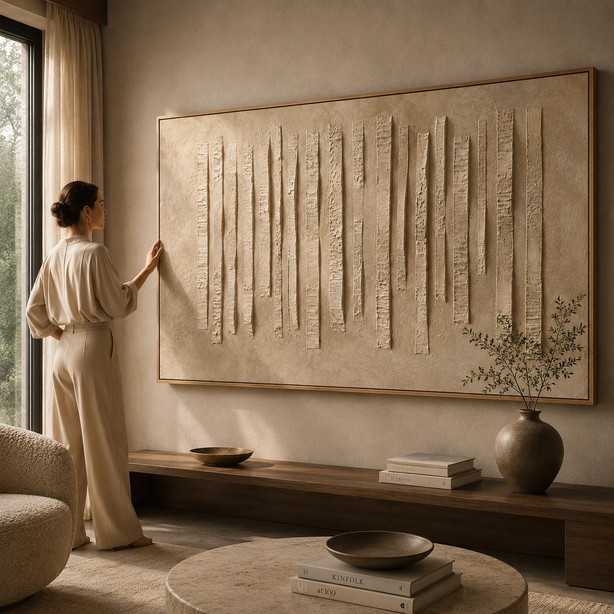 Minimalist Textured Neutral Painting, Beige Relief Wall Art, Modern Monochrome Canvas, Sculptural Abstract Artwork