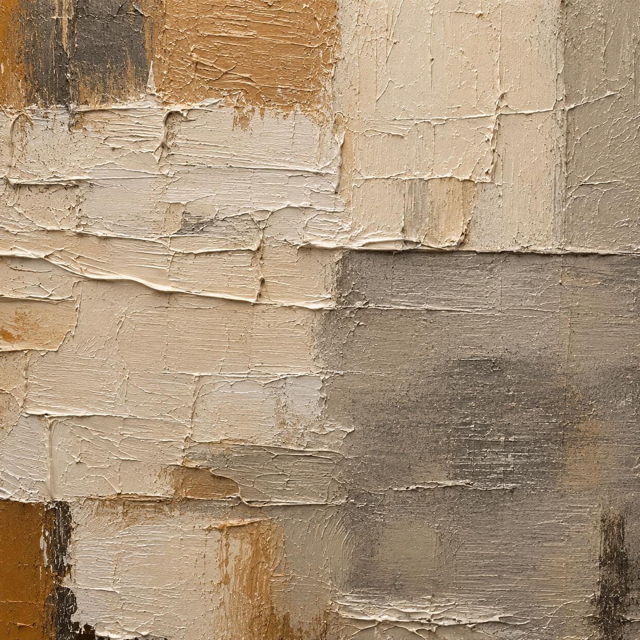 Textured Abstract Canvas Painting, Geometric Earth Tone Artwork, Modern Sculptural Decor