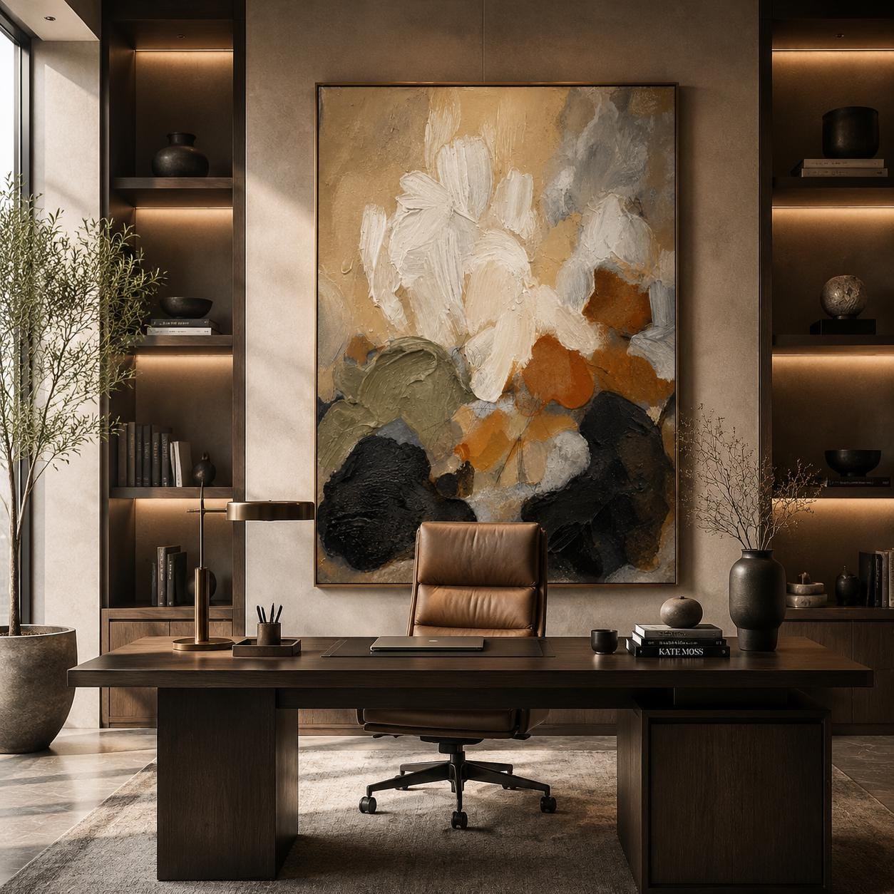 Textured Abstract Canvas Art, Neutral Earth Tones, Modern Minimalist Wall Decor