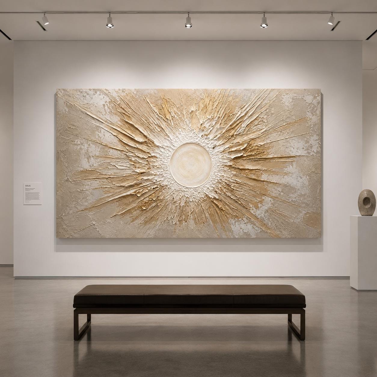 Textured Sunburst Canvas Art, Neutral Abstract Painting, Organic Modern Wall Decor