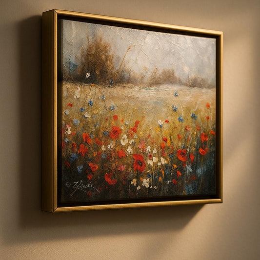 Wildflower Meadow Painting, Colorful Floral Landscape Art, Textured Impressionist Canvas, Modern Nature Wall Art, Botanical Home Decor