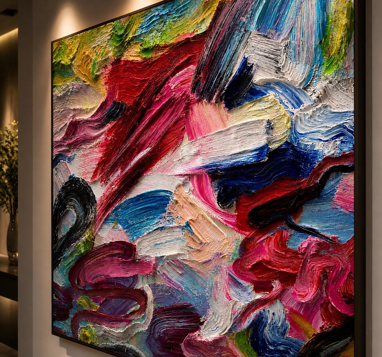 Extra Large Red Abstract Painting, Oversized Textured Canvas Wall Art, Original Modern Statement Piece
