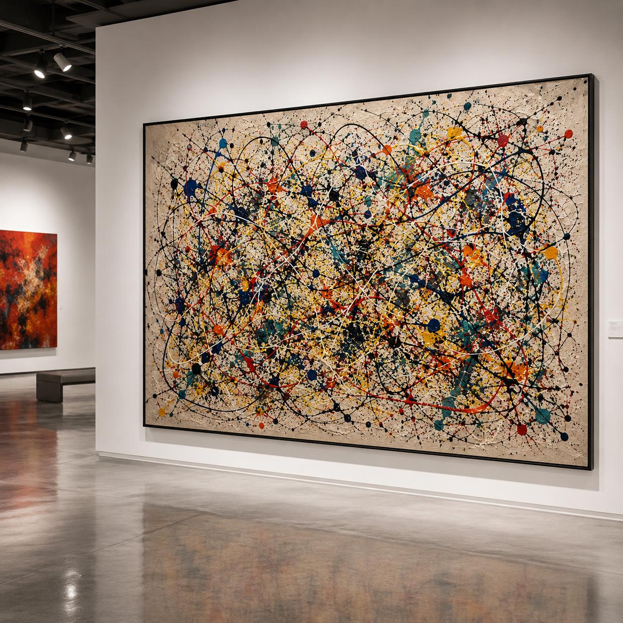 Abstract Splatter Painting, Colorful Drip Art Canvas, Modern Expressionist Wall Decor
