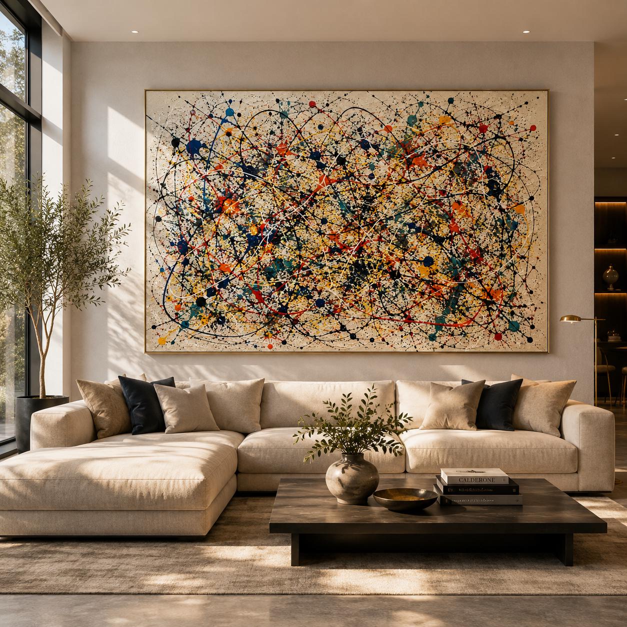 Abstract Splatter Painting, Colorful Drip Art Canvas, Modern Expressionist Wall Decor