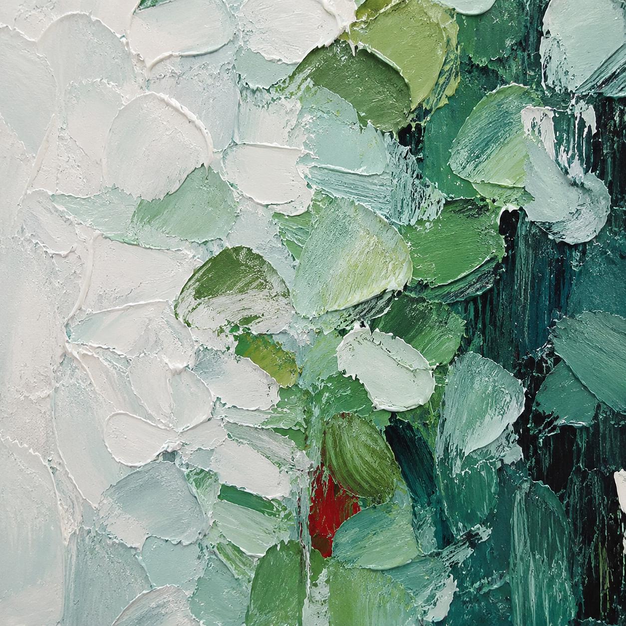 Textured Emerald Green Abstract Botanical Canvas Wall Art Mint Living Room