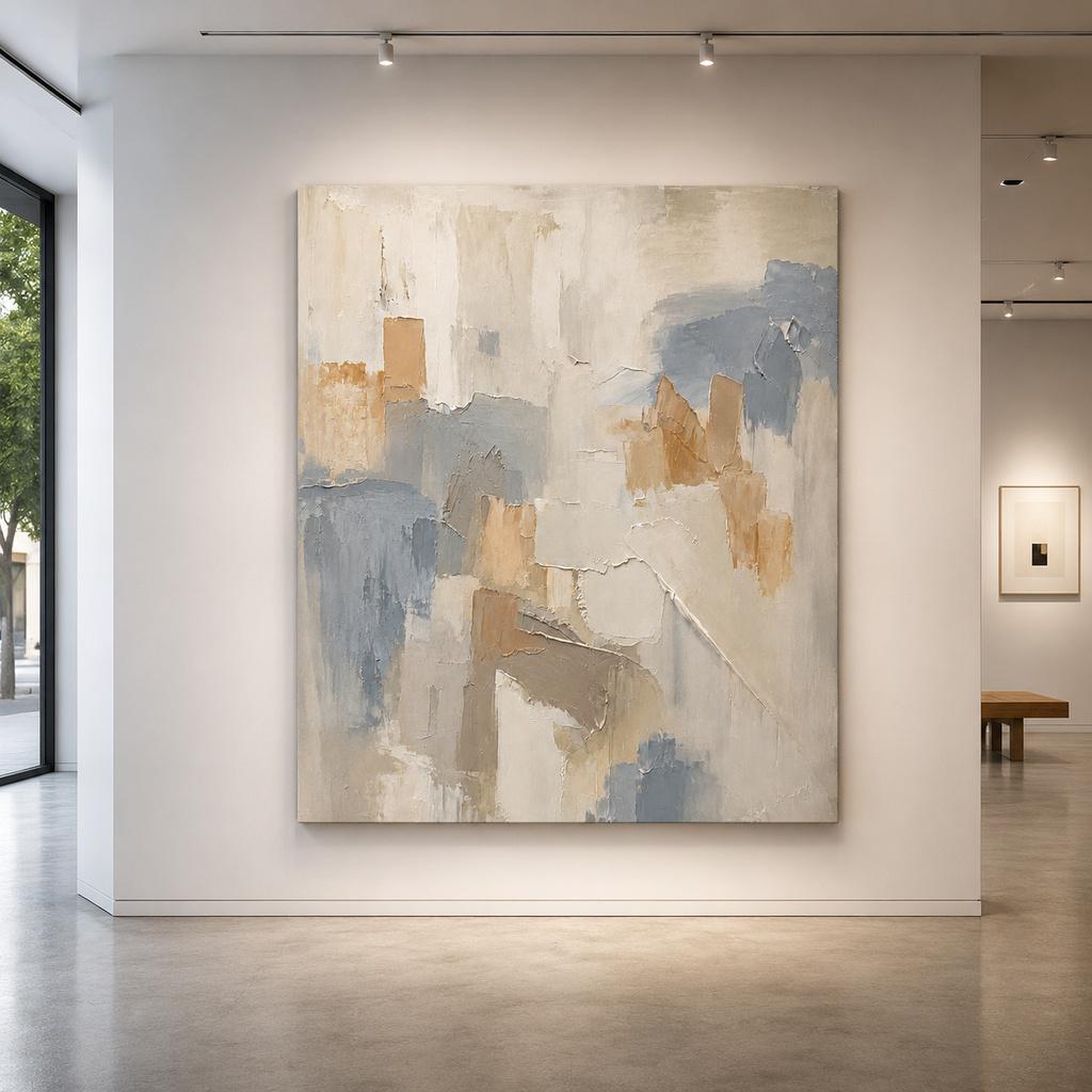 Textured Gray Blue Abstract Painting, Large Canvas Wall Art, Modern, Minimalist Acrylic Original Artwork, Home Decor