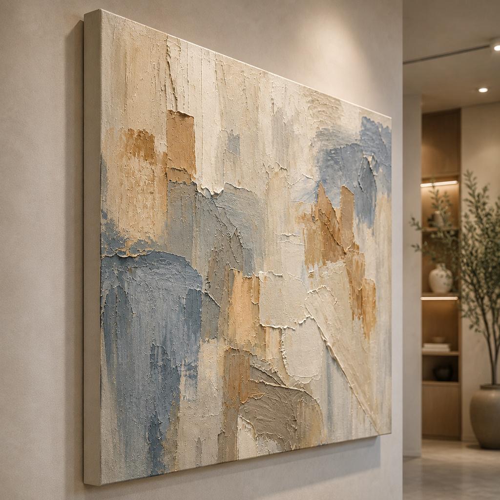 Textured Gray Blue Abstract Painting, Large Canvas Wall Art, Modern, Minimalist Acrylic Original Artwork, Home Decor