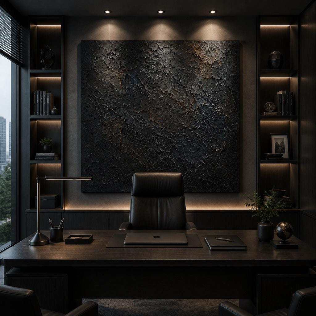 Large Black Textured Abstract Painting, Impasto Canvas Wall Art, Modern Living Room Decor