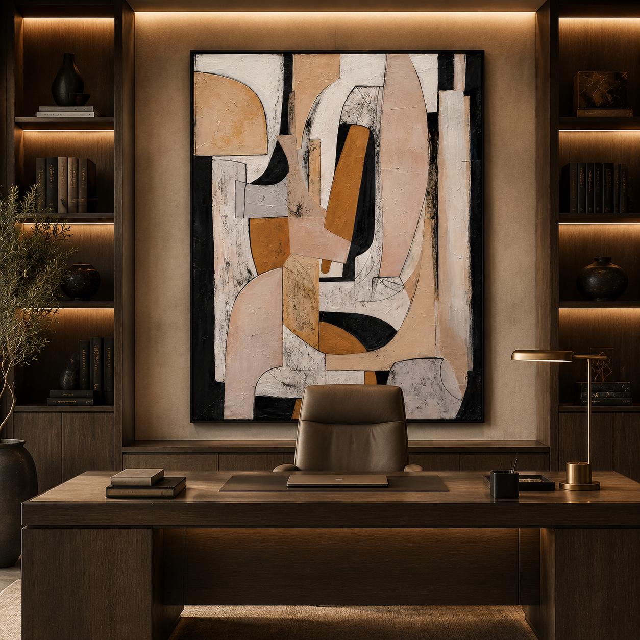 Large Textured Abstract Canvas Art, Blush Pink & Cream Palette Knife Painting, Oversized Modern Living Room Decor