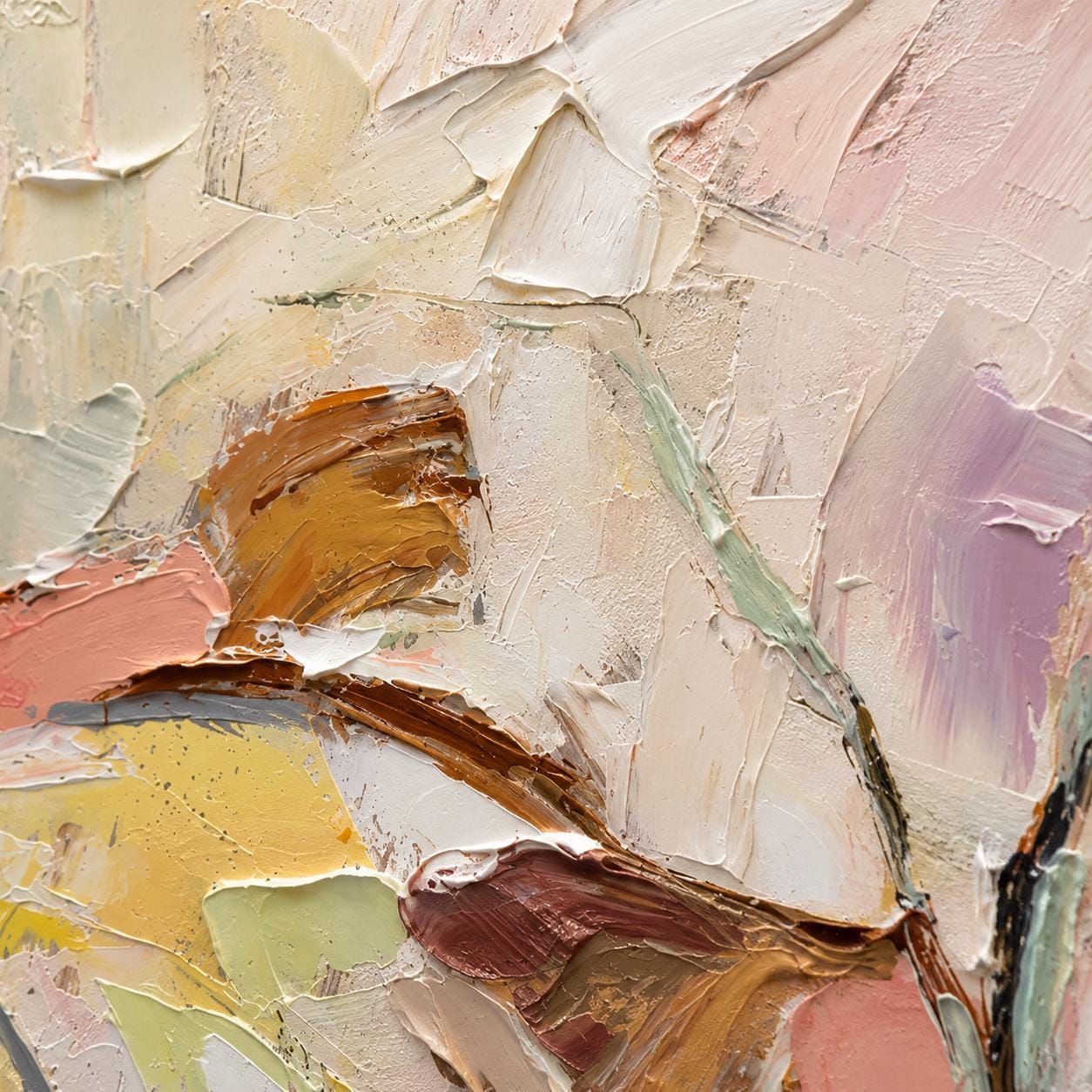 Textured Abstract Canvas Art, Soft Neutral Impasto Palette Knife Painting