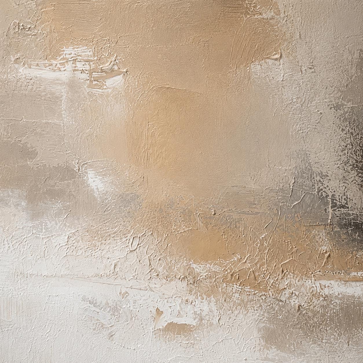 Neutral Textured Abstract Landscape Painting, Beige Earth Tone Canvas Art