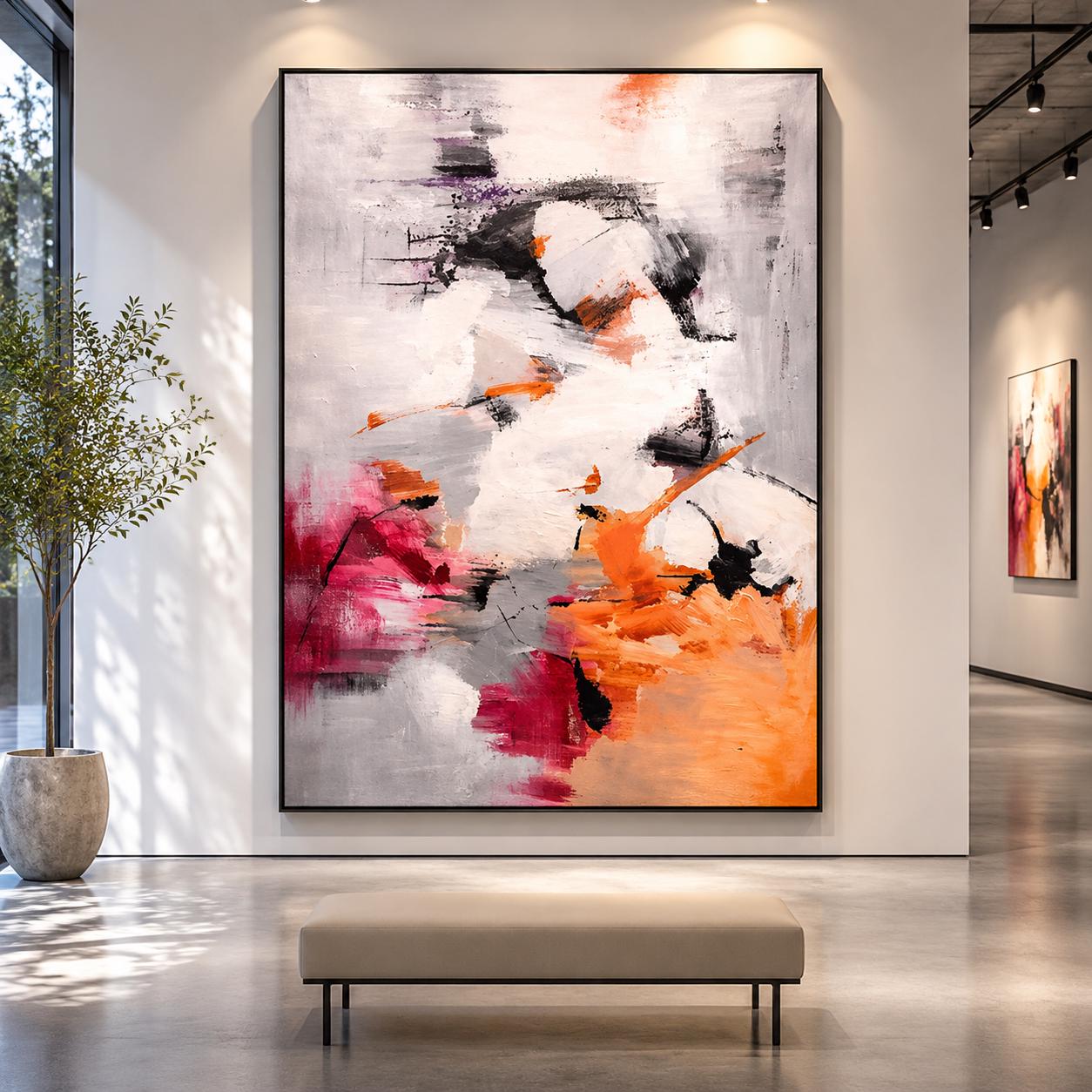 Soft Abstract Painting, Neutral Contemporary Canvas Art, Modern Expressionist Wall Decor, Elegant Abstract Artwork