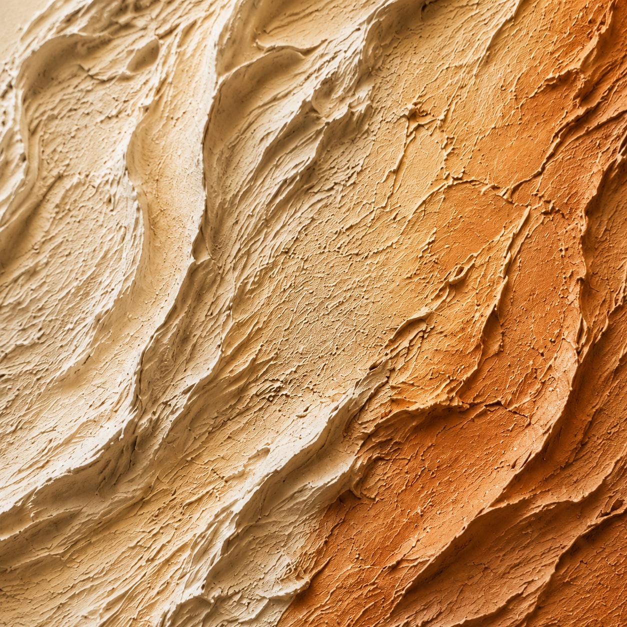 Textured Abstract Canvas Painting, Organic Relief Beige Terracotta Art