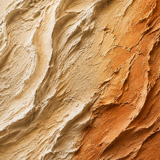 Textured Abstract Canvas Painting, Organic Relief Beige Terracotta Art
