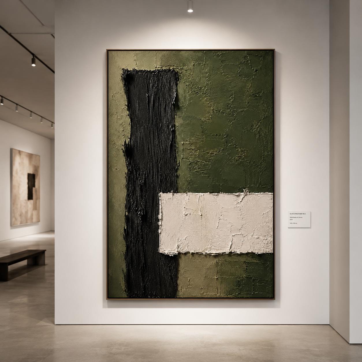 Textured Geometric Abstract Painting, Mid Century Modern Wall Art, Yellow Canvas