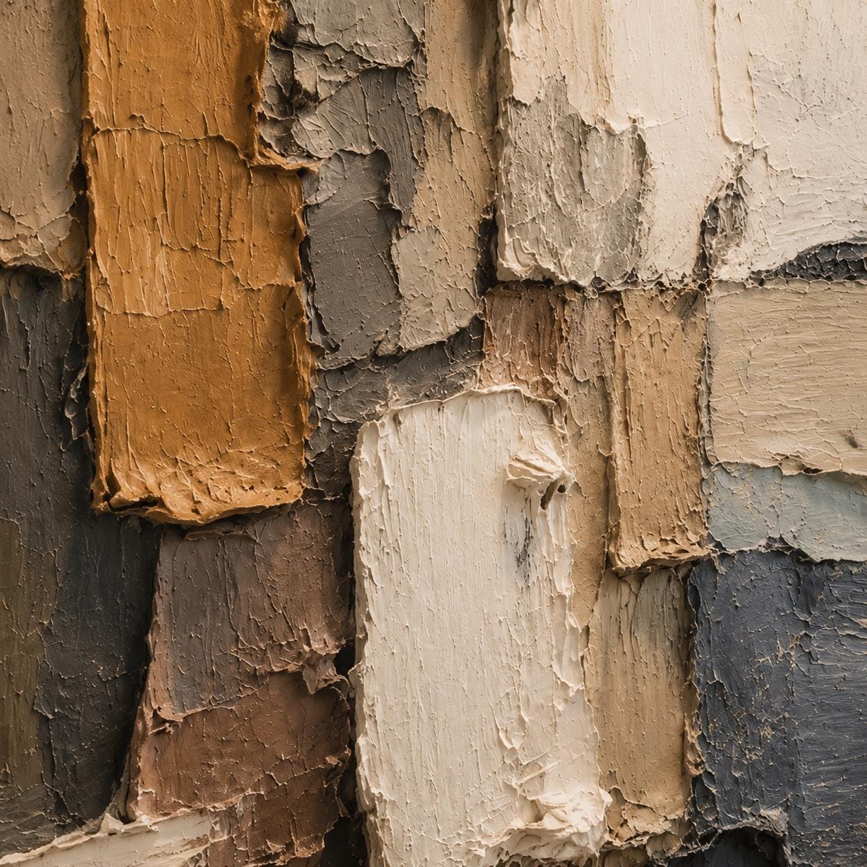 Textured Abstract Painting, Earth Tone Geometric Canvas Art, Modern Beige Brown Home Decor