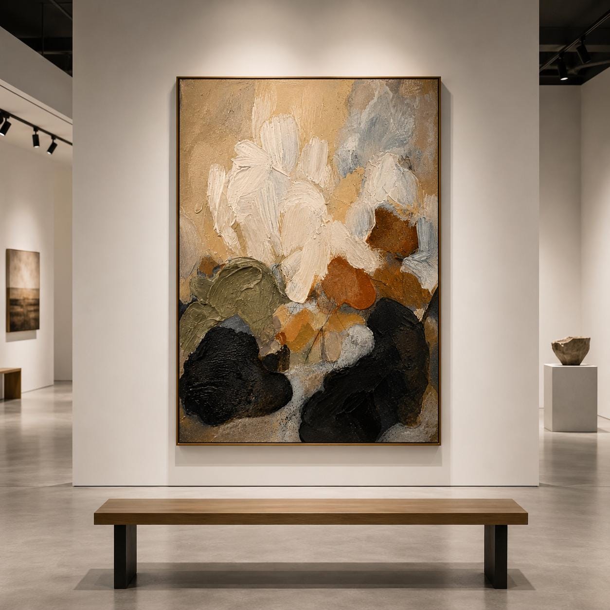 Textured Abstract Canvas Art, Neutral Earth Tones, Modern Minimalist Wall Decor