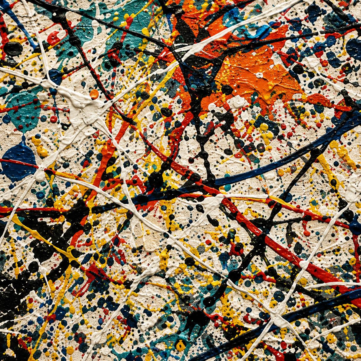 Abstract Splatter Painting, Colorful Drip Art Canvas, Modern Expressionist Wall Decor
