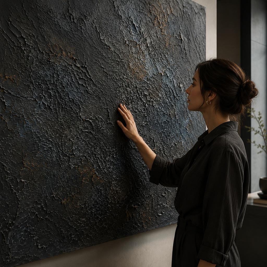 Large Black Textured Abstract Painting, Impasto Canvas Wall Art, Modern Living Room Decor