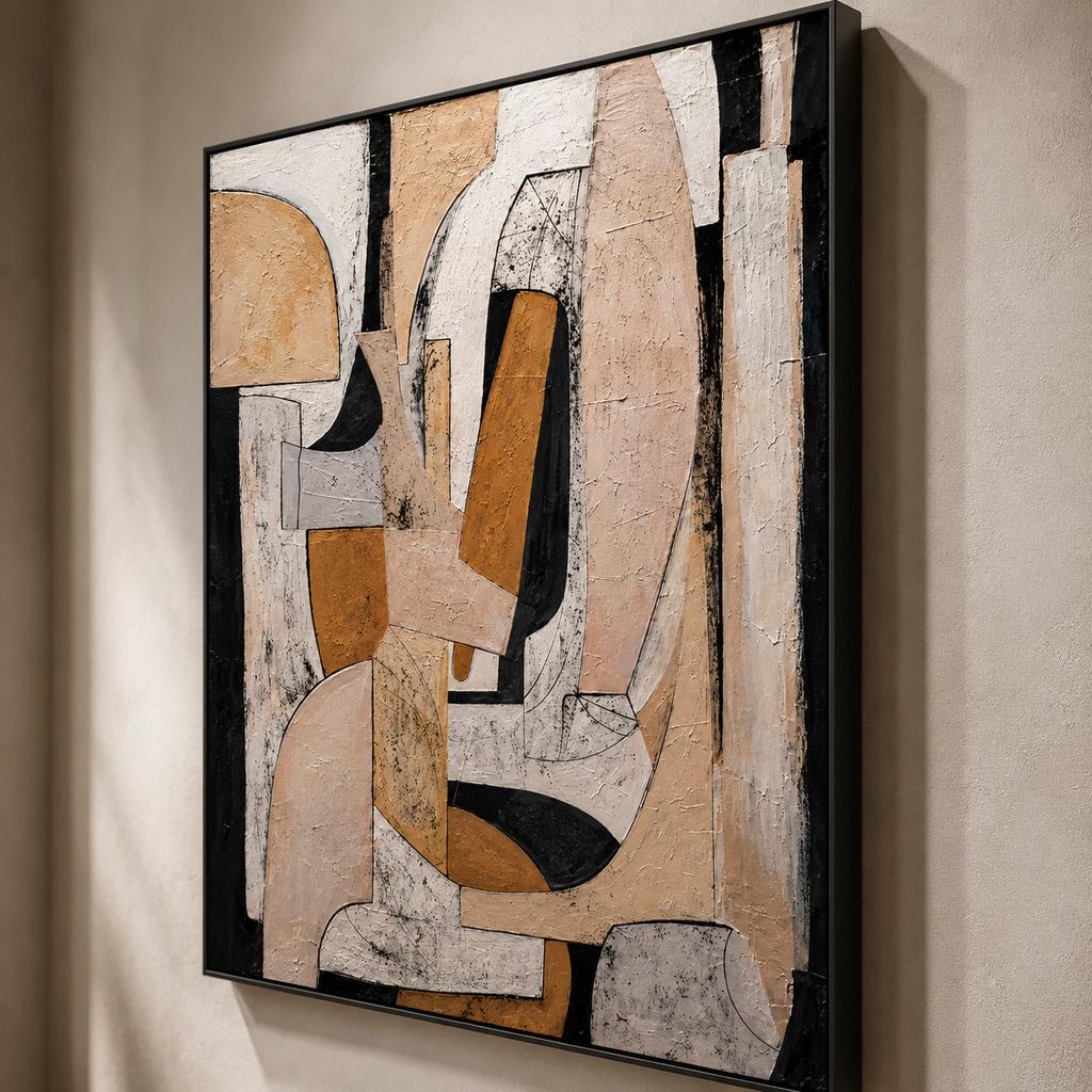 Large Textured Abstract Canvas Art, Blush Pink & Cream Palette Knife Painting, Oversized Modern Living Room Decor