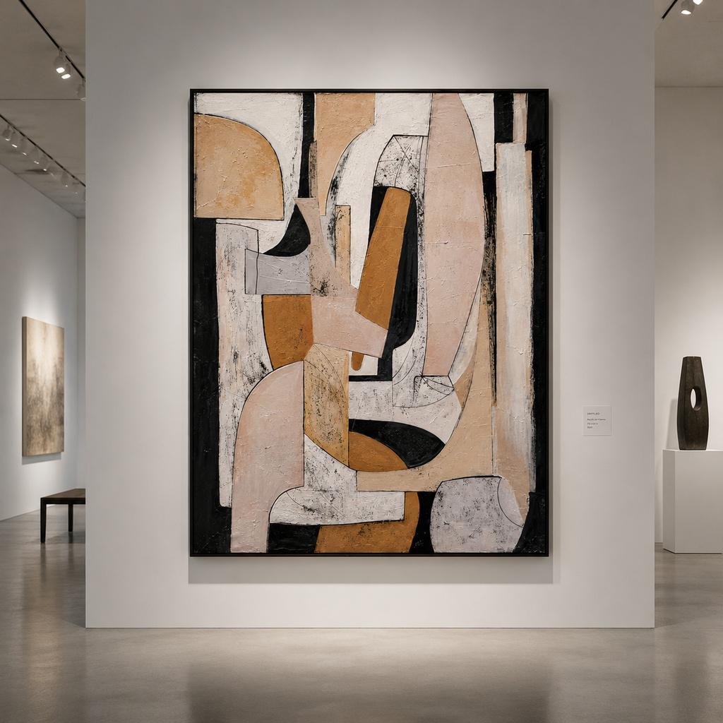 Large Textured Abstract Canvas Art, Blush Pink & Cream Palette Knife Painting, Oversized Modern Living Room Decor