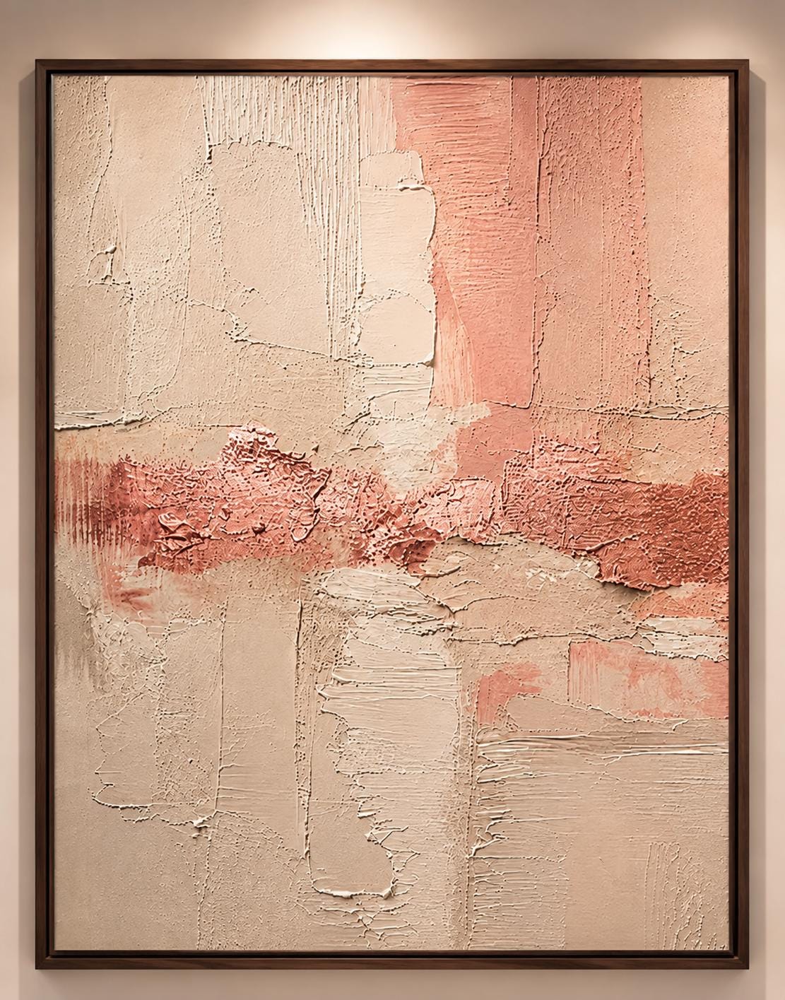 Blush Pink Textured Abstract Painting, Neutral Plaster Wall Art, Modern Minimalist Canvas, Japandi Luxury Decor