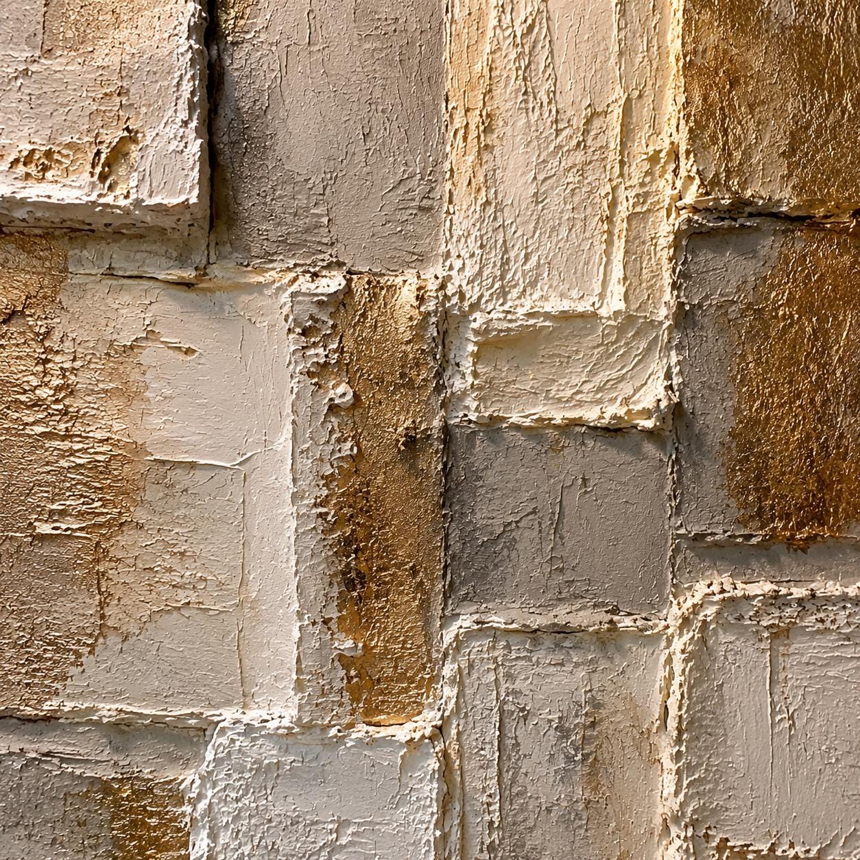 Gold Textured Abstract Wall Art, Neutral Geometric Canvas Painting, Luxury Modern Plaster Artwork, Beige Gray Statement Wall Decor