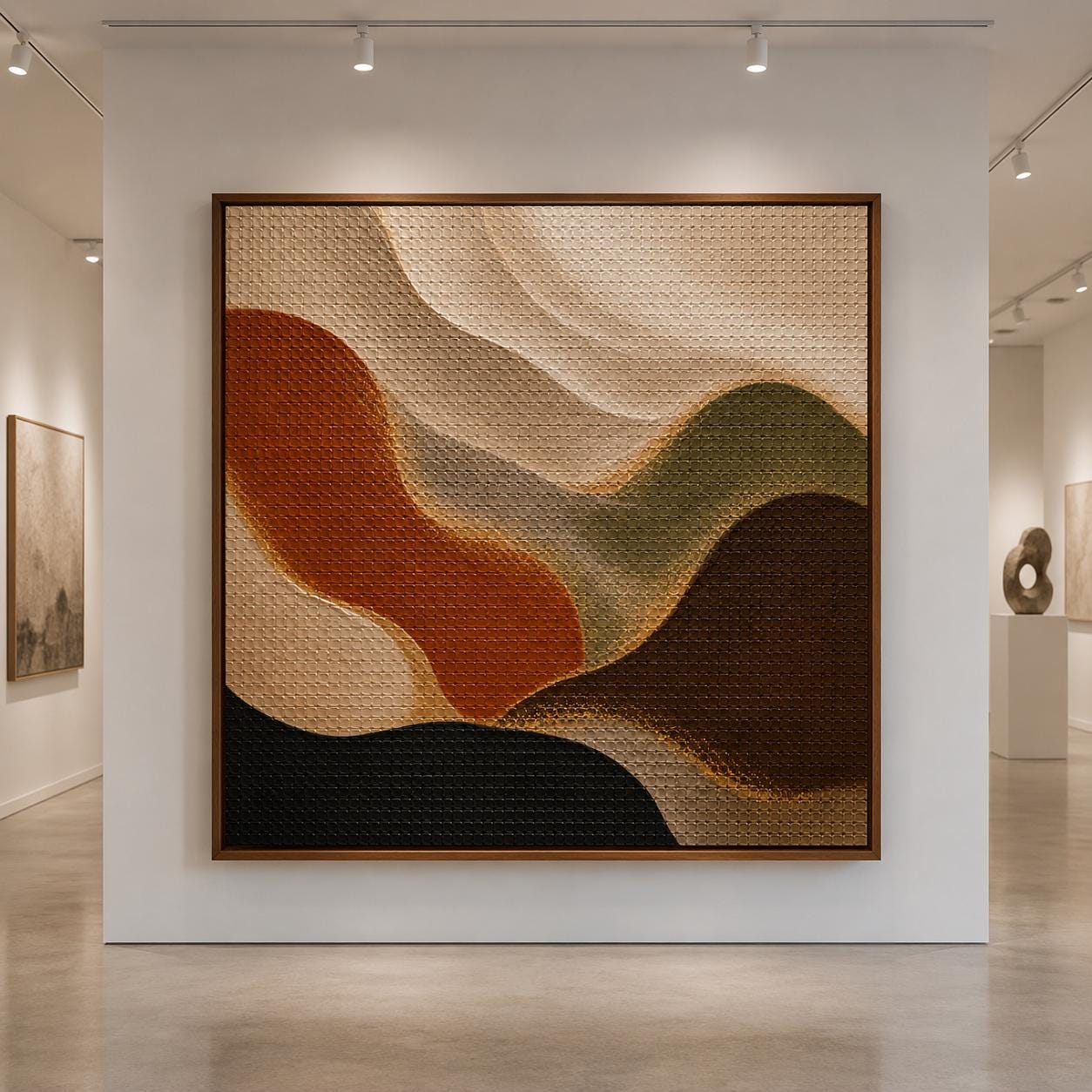 Earth Tone Abstract Wall Art, Organic Modern Canvas Painting, Terracotta Sage Green Artwork, Textured Minimalist Decor