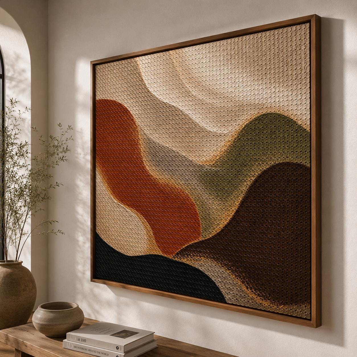 Earth Tone Abstract Wall Art, Organic Modern Canvas Painting, Terracotta Sage Green Artwork, Textured Minimalist Decor