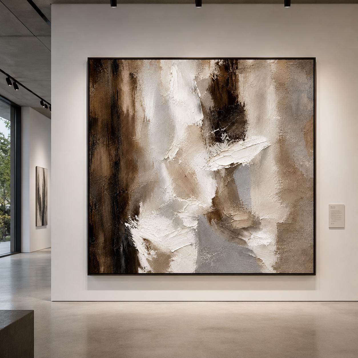 Textured Abstract Painting, Monochrome Canvas Wall Art, Impasto Neutral Decor