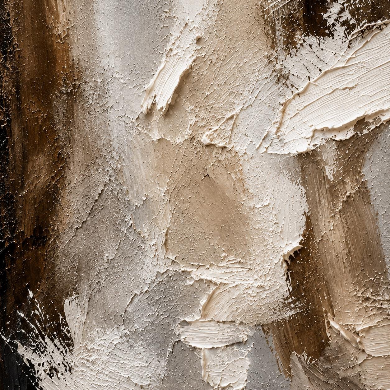 Textured Abstract Painting, Monochrome Canvas Wall Art, Impasto Neutral Decor