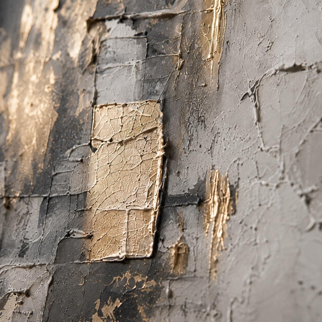 Gray Gold Abstract Wall Art, Textured Neutral Painting, Modern Geometric Canvas, Luxury Contemporary Artwork, Metallic Minimalist Decor