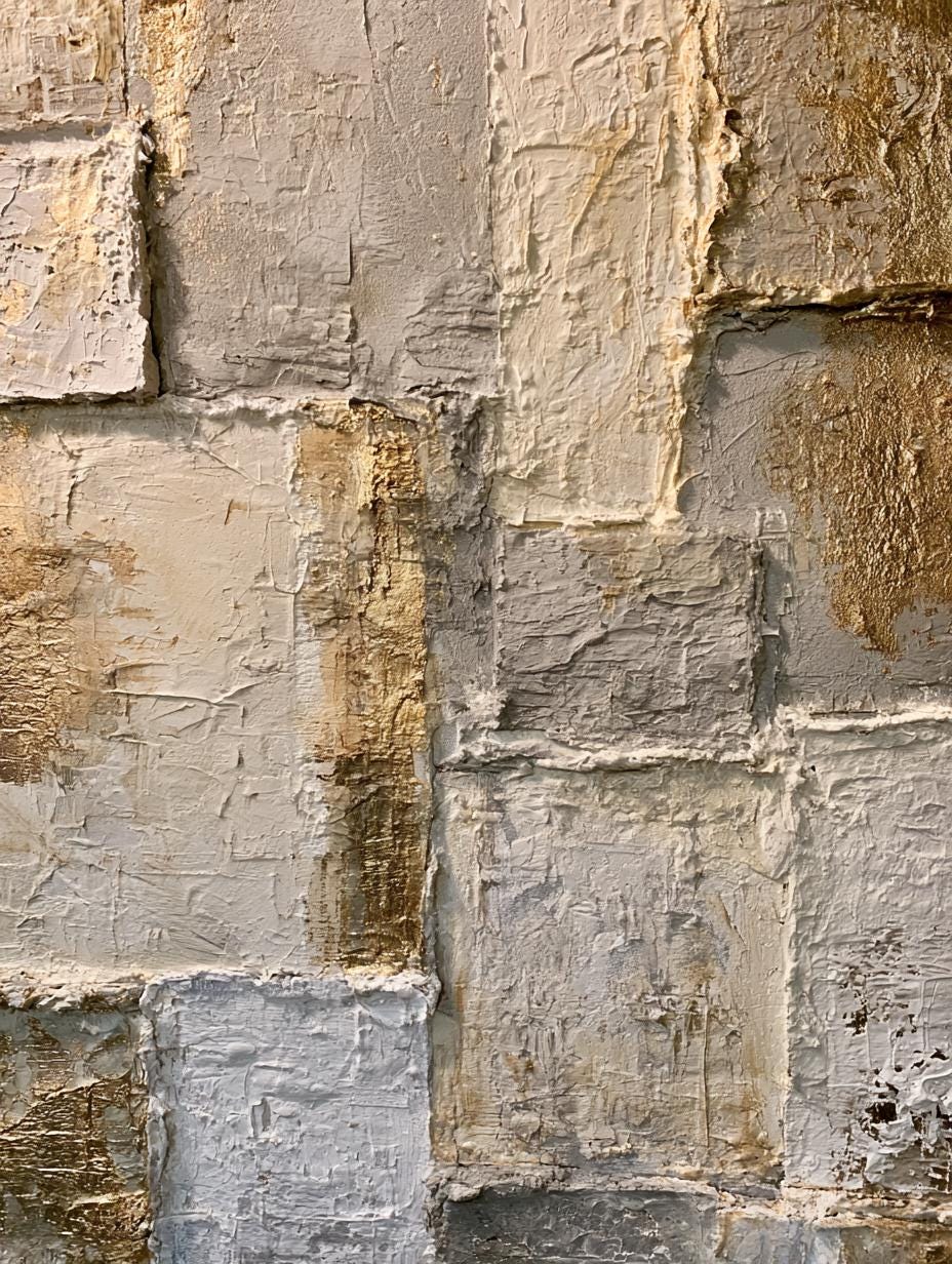 Gold Textured Abstract Wall Art, Neutral Geometric Canvas Painting, Luxury Modern Plaster Artwork, Beige Gray Statement Wall Decor