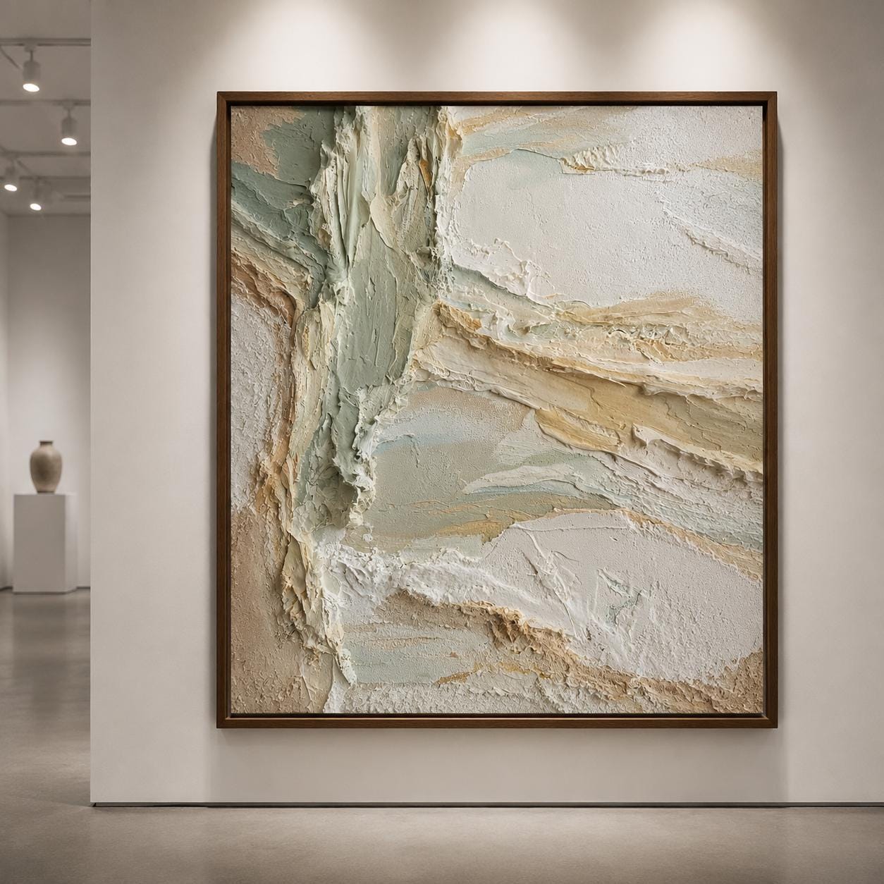 Coastal Textured Wall Art, Ocean Inspired Abstract Canvas Painting, Neutral Beach Plaster Artwork, Modern Coastal Wall Decor, Impasto Canvas