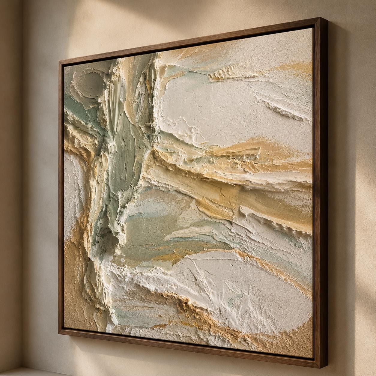 Coastal Textured Wall Art, Ocean Inspired Abstract Canvas Painting, Neutral Beach Plaster Artwork, Modern Coastal Wall Decor, Impasto Canvas