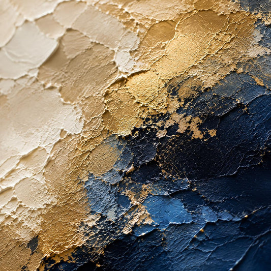 Navy Blue Gold Abstract Painting, Luxury Textured Wall Art, Modern Impasto Canvas, Beige Gold Blue Artwork, Contemporary Home Decor