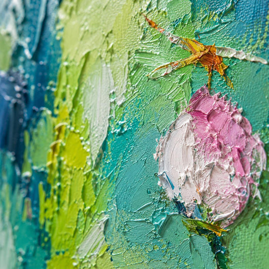 Abstract Floral Painting, Modern Flower Canvas Art, Colorful Textured Wall Decor, Handmade Botanical Artwork, Contemporary Impasto Painting
